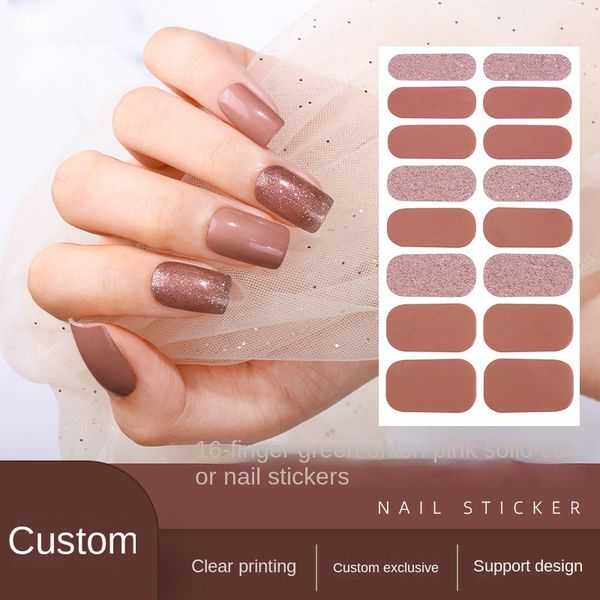 Semi Cured Nail Stickers Gel Nail Strips Solid Color Natural Nail Wraps 16 Stickers no need UV light