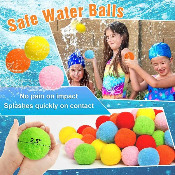 30Pcs Water Soaker Balls Reusable Sponge Water Balloons Cotton Splash Toys for Pool Beach Outdoor Summer Swimming Games ToyY240823