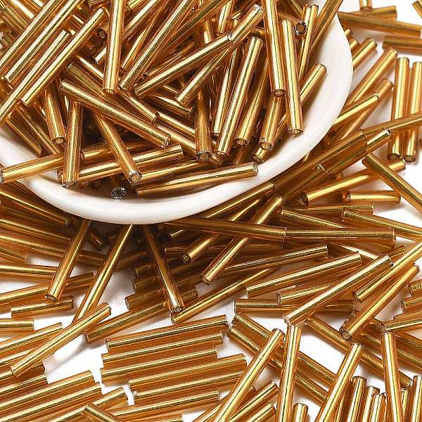 Rocailles tubes de verre transparent doublé d'argent