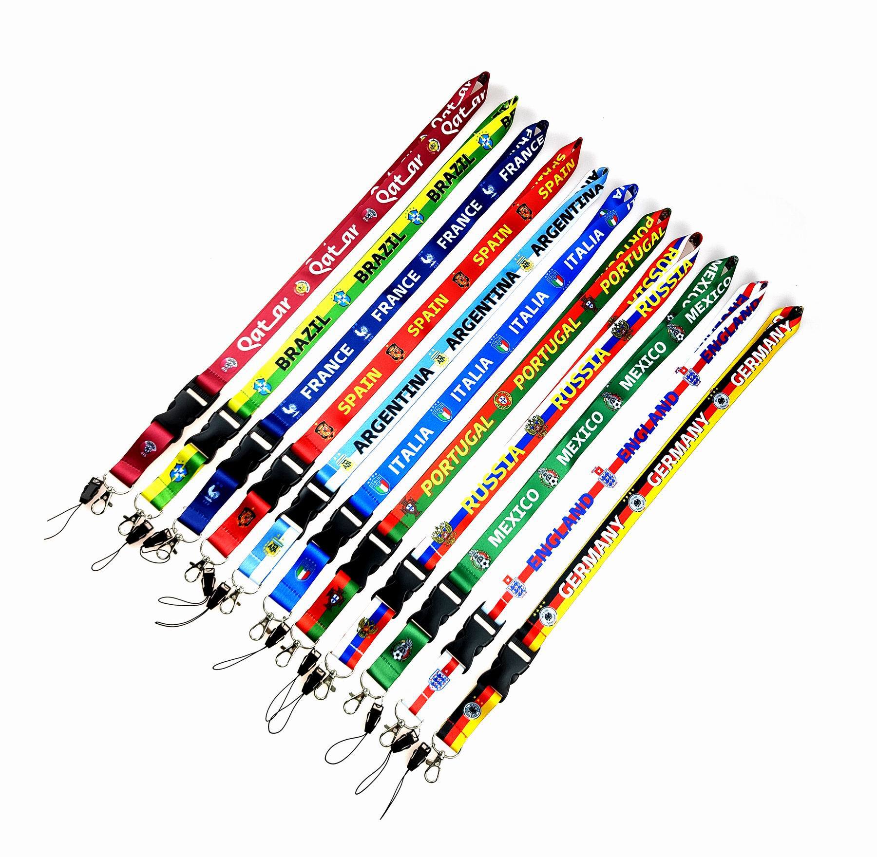 Europe Football Team Cellphone lanyard Straps Men Clothing Designer Keys Chain ID cards Holder Detachable Buckle Lanyards Fob Key national team Tags