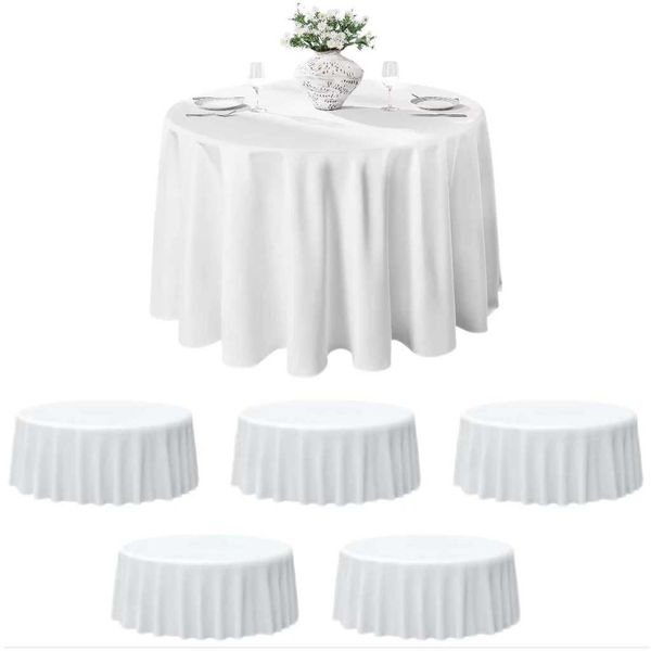 Round Tablecloth Satin Wedding Table Cloth White Resistant and Wrinkle Polter Table Cover Dinning Party Tabletop Decoration Y250120