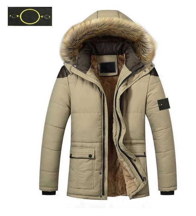 stone jacket islands cargo jumper men women Men&#039;s brand designer down winter thickening outdoor windproof warm large fur collar long jackets