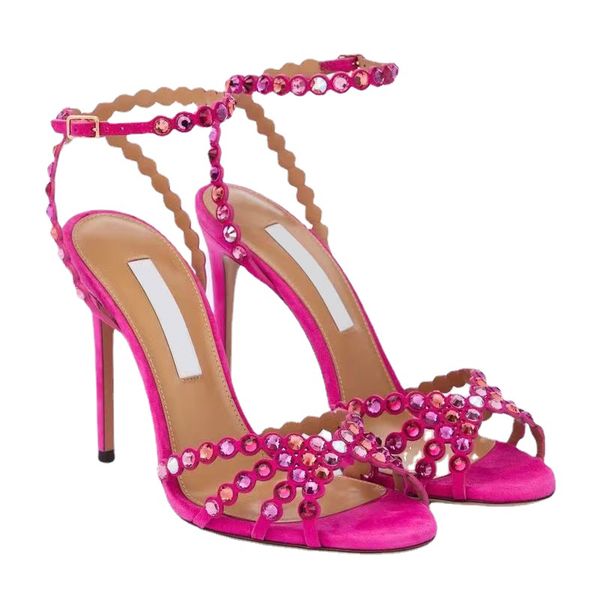 Women&#039;s 105mm Stiletto heel sandals rhinestone pvc sandals Crystal decoration exposed toe Dress Shoes Luxury designer Dinner Party high