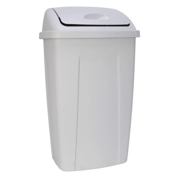 Mainstays 13 Gallon Trash Can Plastic Swing Top Kitchen Gray 241107