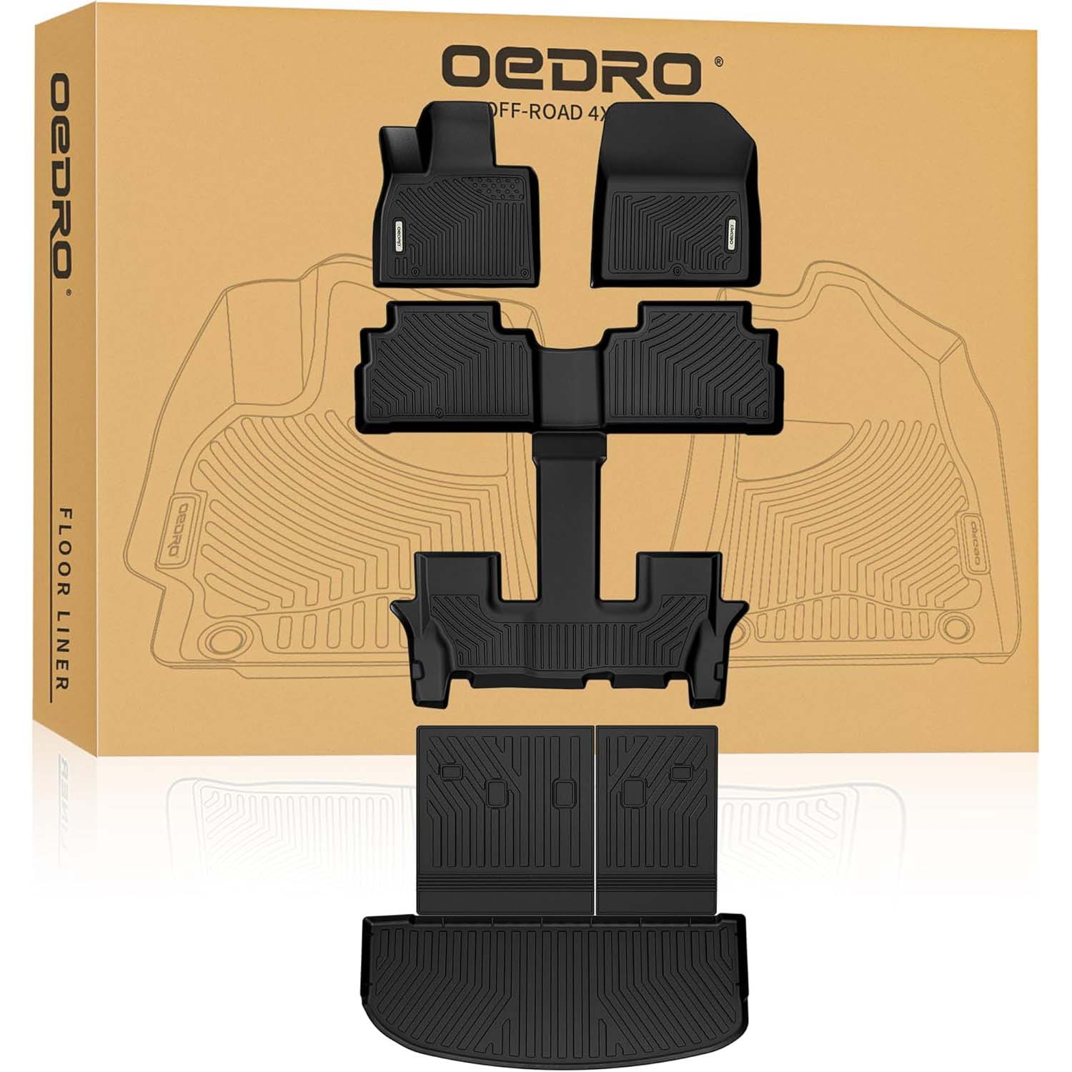 OEDRO Floor Mats Liner Set with Backrest for 2020-2025 Kia Telluride EX SX  Models 7 & 8 Seats, with 2nd Bucket Seats Without Center Console