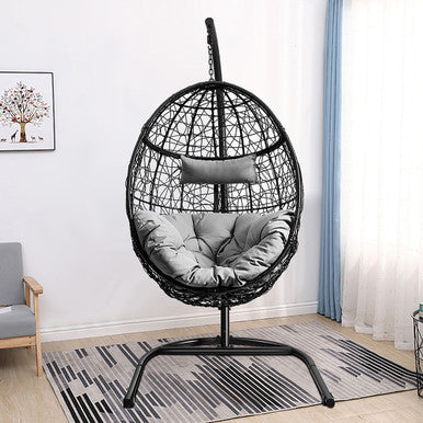 Hanging Cushioned Swing Egg Chair with Stand