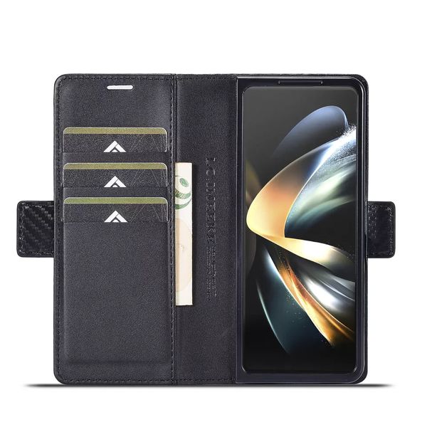 Stylish and Durable Leather Flip Case for Samsung Galaxy Z Fold 6-5-4-3 5G Smartphones Featuring Angled Stand & Secure Pen Slot
