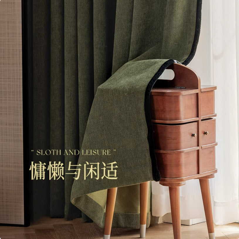 B14 new chenille linen curtain bedroom high-end custom French medieval cream style living room silent blackout curtain