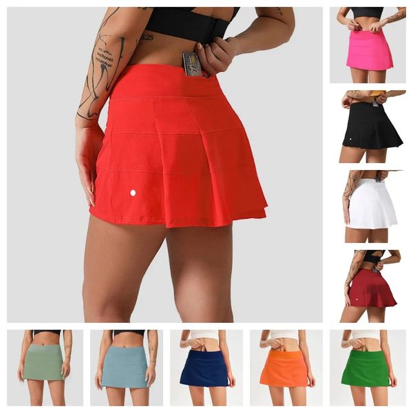 Pace LM-207 Women Yoga Skirts Rival Workout Ninth lingerie Zipper Pleated Tennis Golf Skirt Anti Exposure Fitness Short Skirt with Pocket