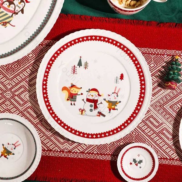 Light Luxury Christmas Ceramic Plates Creative Cute Fruits Dessert Plate Delicious Dishes Dining Plate Exquisite Tableware GiftsC241014