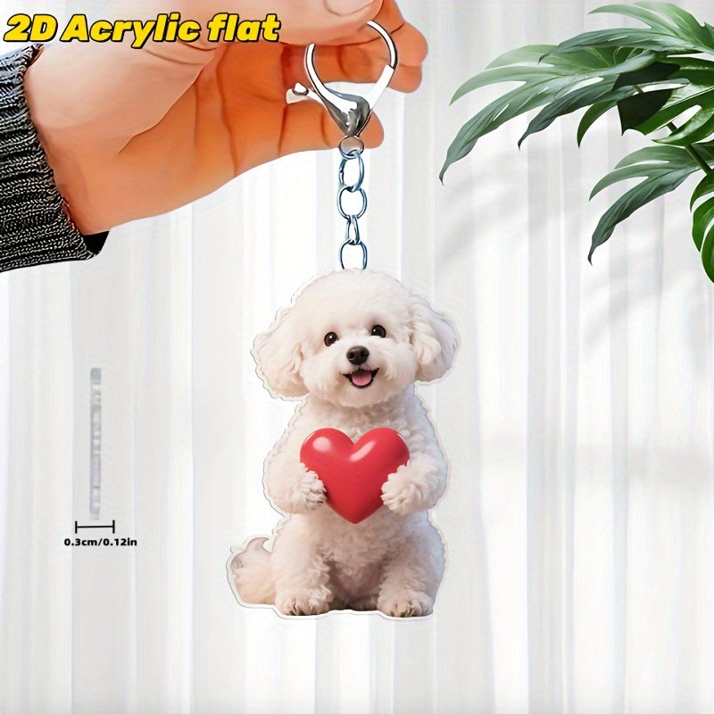 TEMU 2d Flat - [2d Flat] 1pc Holding A Heart Pattern Acrylic Decoration, Fashionable Acrylic Hanging Ornament, Car Keychain, Backpack And Bag Hanging