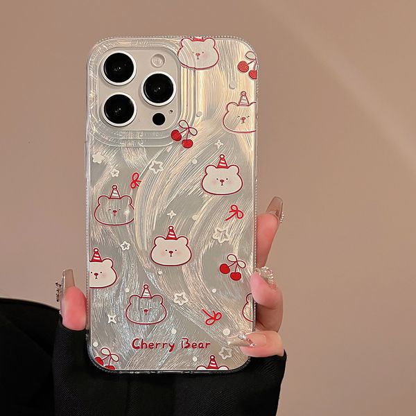 ddmygifts Suitable for 14 Cute Cherry Bear Apple 15 Promax Laser iPhone 13 Anti Drop 1211 A