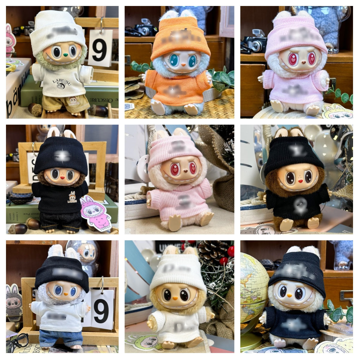 Labubu Designer Clothing 17cm Ragdoll V1V2 Sitting Party Denim knitting Cute Doll Clothes letter printed Doll Apparel Labubu-mokoko outfit Accessori