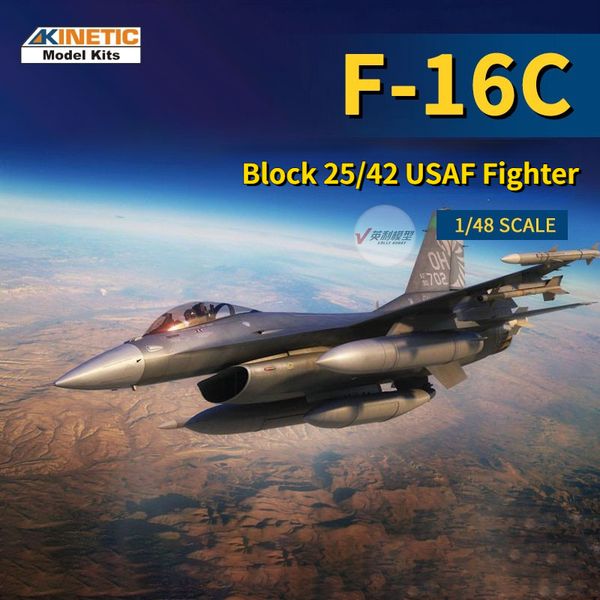 Aircraft Modle KINETIC K48102 Aircraft Model 1-48 Scale F-16C Block 25-42 USAF Fighter Model Building Kits Toys for Model Hobby Collection D