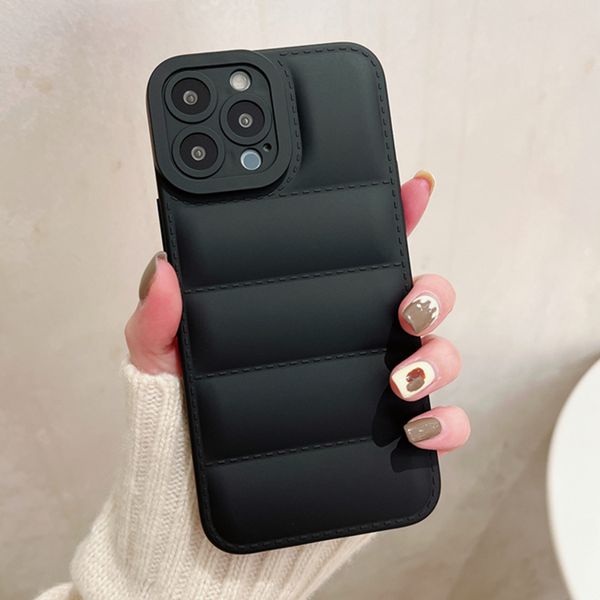 For iPhone 16 15 14 Soft TPU Cases 13 11 12 Pro MaxThe Puffer Cover Shell Candy Color Liquid Silicone Down Jacket Case
