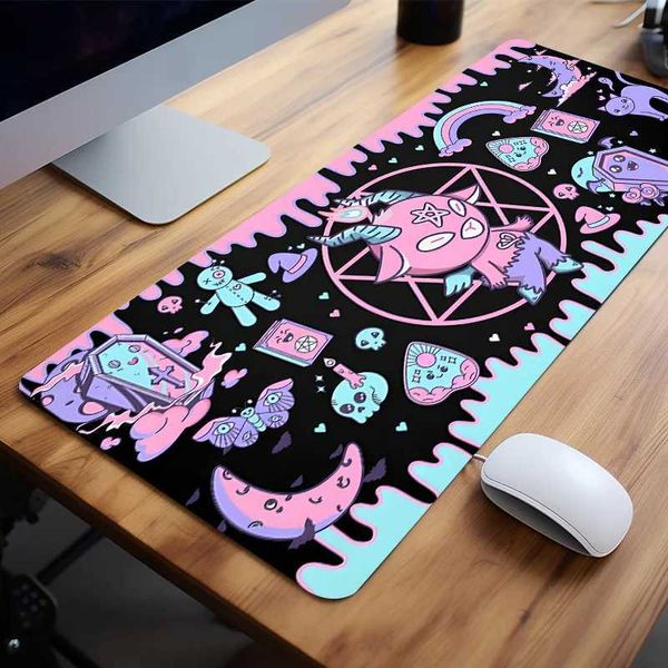 Cute monster skeleton mouse pad large gaming table pad computer keyboard and mouse with anti slip rubber base sewn gift O250118