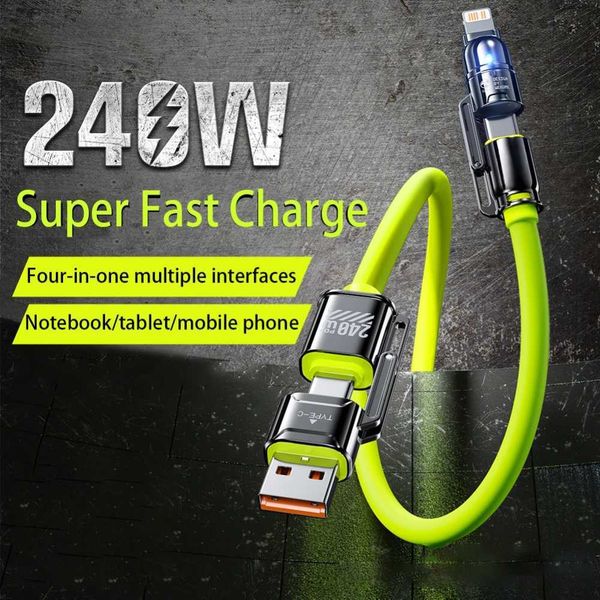 4-in-1 Kirsite Cable 240W er Fast Charging Mtiple Functions for iPhone8-16 Prax iPad Notebook Tablet Mobile PhoneT250114