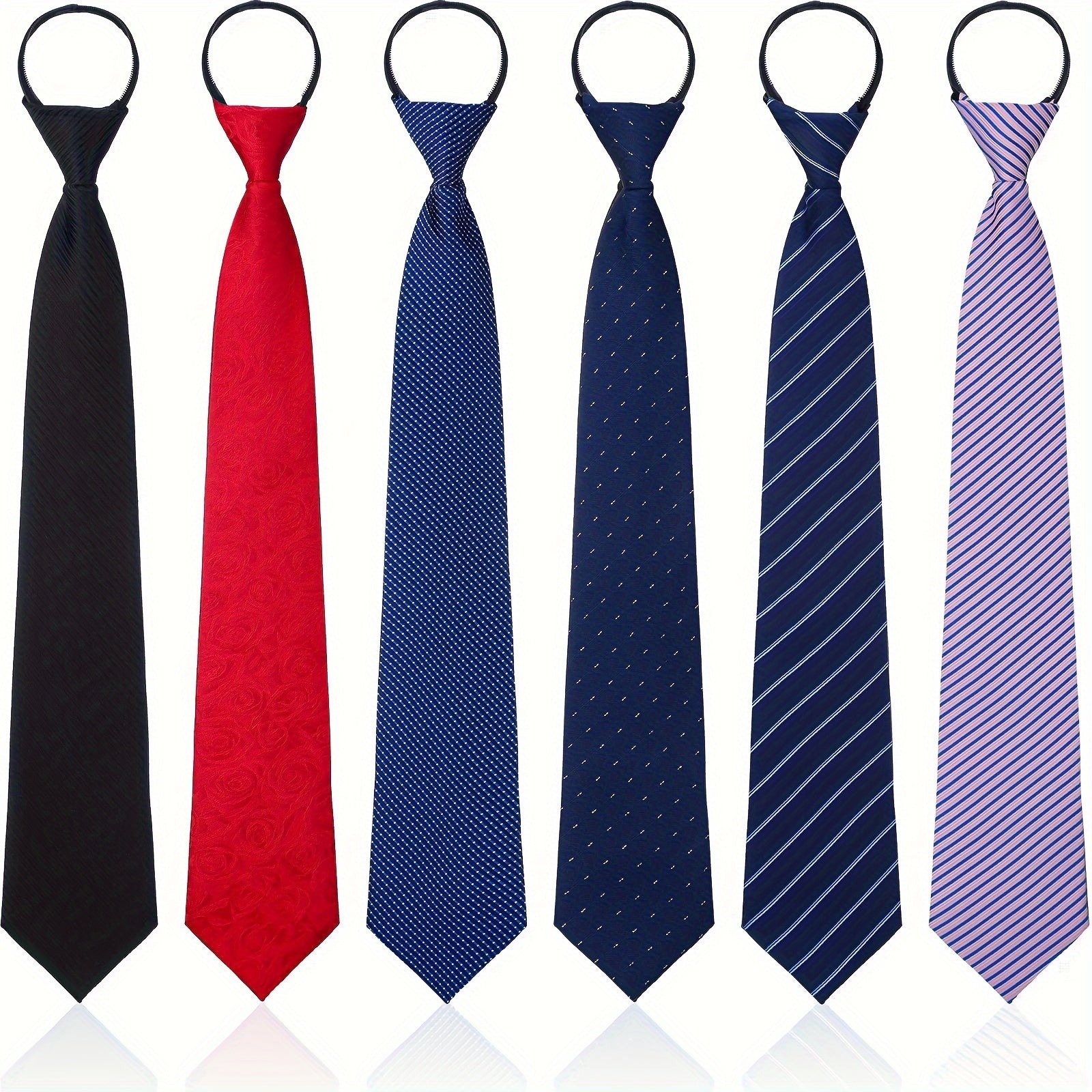 TEMU 6pcs Zipper Tie, Suitable For Men And Women With Adjustable Ties, Suitable For School Uniforms, Graduation, Business Weddings ()