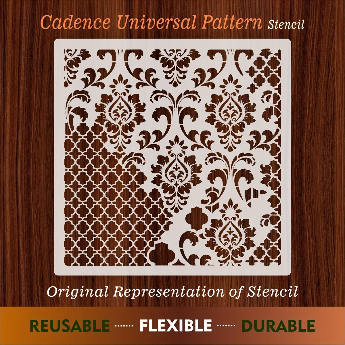 TEMU Royal Rococo Moroccan-style Template - Reusable & Durable Craft Tool With Intricate Damask Patterns For Wall Art, Scrapbooking, - Flexible