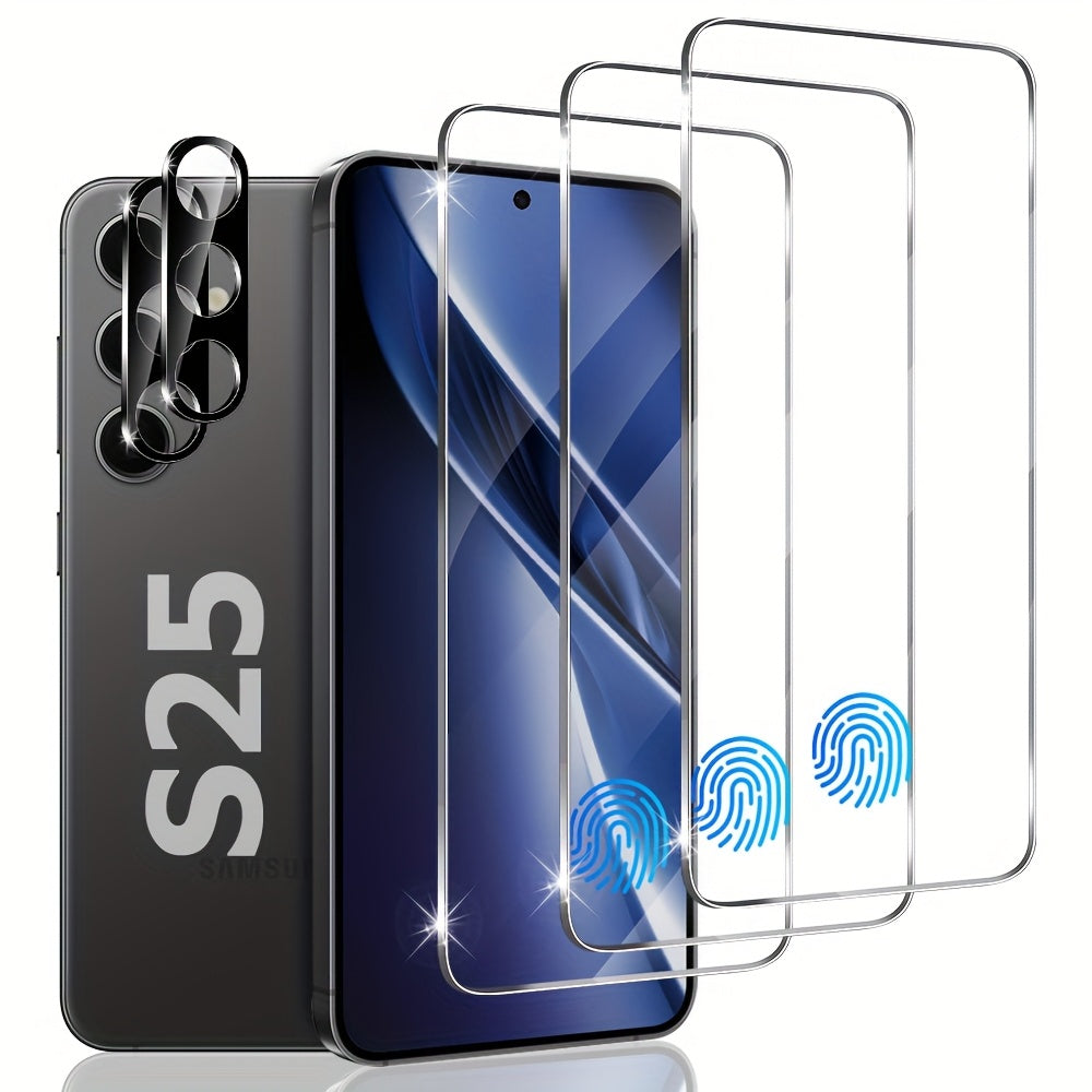 TEMU [5-pack] Compatible With S25 5g, 3 Screen Protectors And 2 Camera Lens Protectors. , 9h Hardness, Fingerprint-resistant, Bubble-free