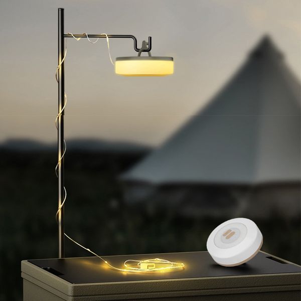 DIBMS 1-Pack Camping String Light w-Lamp, 32.8FT Rechargeable Waterproof LED Hanging Light for Outdoor Camping Awning Tent Garden Party Fest