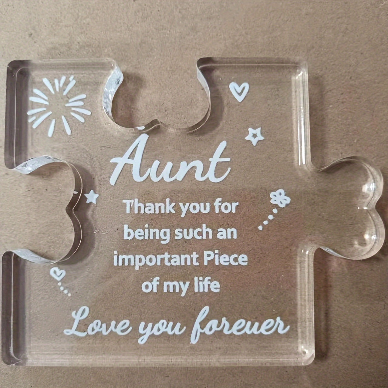 TEMU Best Aunt Ever Acrylic Puzzle Plaque - Thoughtful Gift From Niece, 3.35 X 2.76 Inch Desk Decoration, Birthday, Christmas, Anniversary, Day