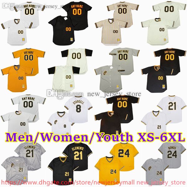 Custom XS-6XL Movie Throwback Baseball Jersey 21 ROBERTO CLEMENTE 18 ANDY VAN SLYKE BOBBY BONILLA MANNY SANGUILLEN JIM LEYLAND TONY PENA JAS