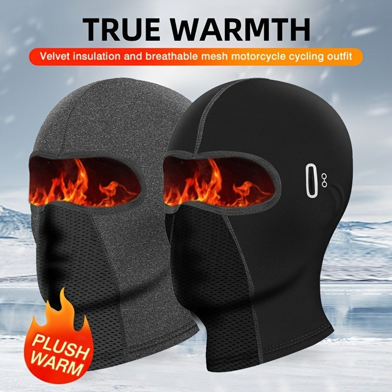 TEMU 2pcs Thermal Balaclava Face Mask - Full Coverage Windproof Cold Weather Headwear, Stretchy For Cycling, Skiing, Motorcycling, Outdoor Sports -
