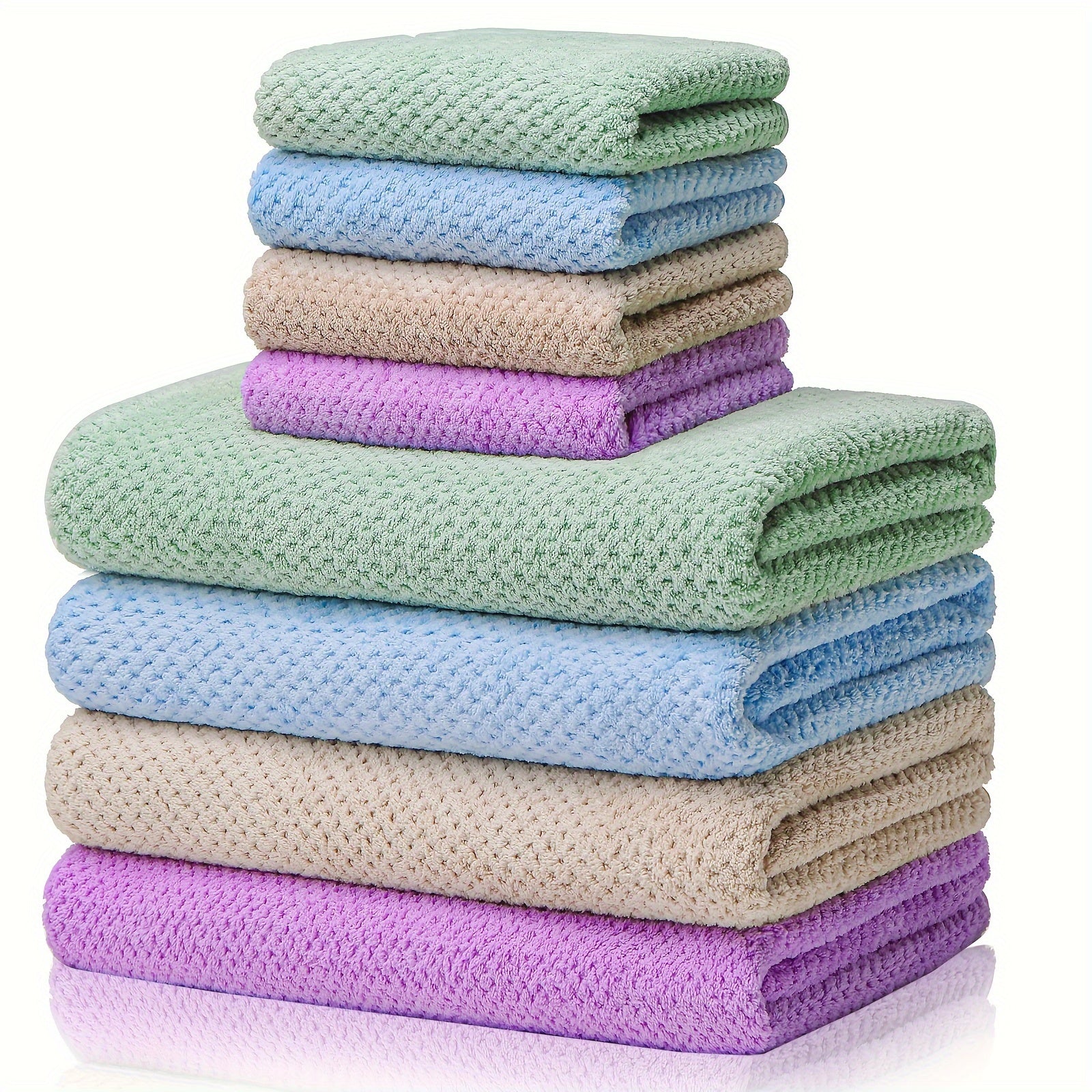 TEMU Microfiber Bath Towels For Shower Pool Beach Bathroom Dry Lightweight, Plush 4 Bath Towels And 4 Hand Towels