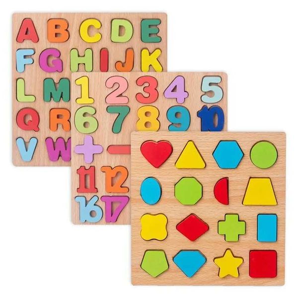 Baby Wooden Puzzle Montessori Toys 1 2 Years Toddler Alphabet Number Animals Matching Wood Puzzles Games Kids Educational ToysC250121