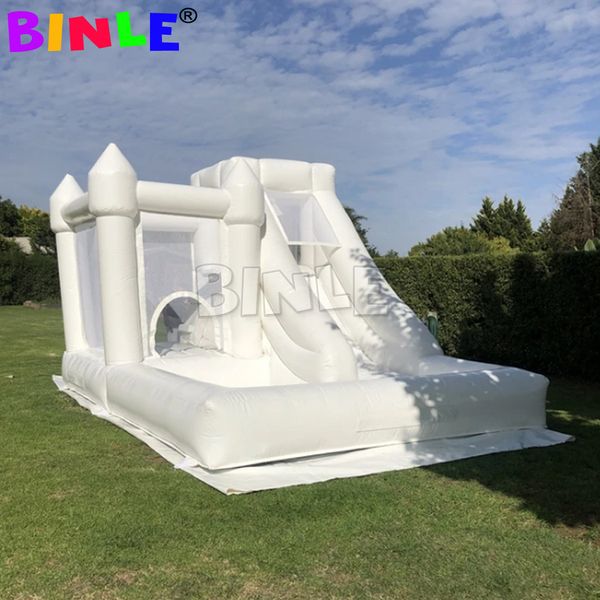 4.5x4m moonwalks pastel white inflatable bouncy house bouncing castle jumping wedding tent jumper bouncer combo with pool and slide for kids