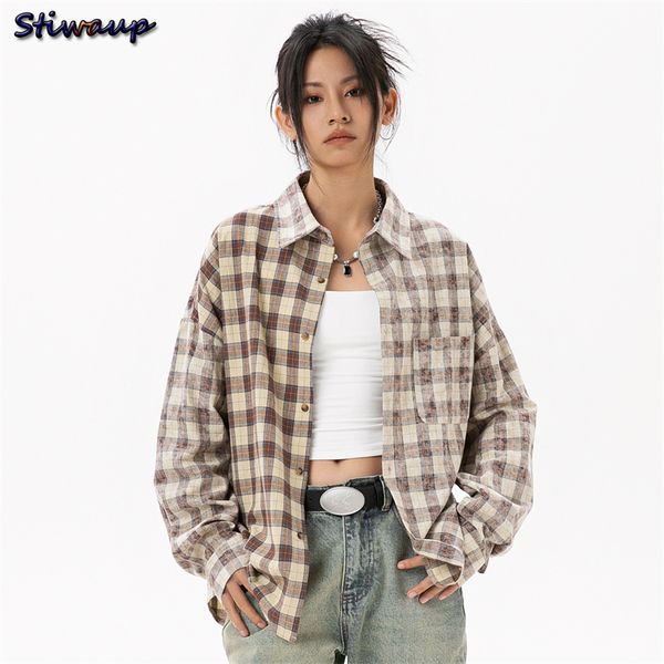 Women&#039;s Elegant Blouse Cotton Plaid Shirts Jackets Middle-aged Fashion Women&#039;s Clothing 2024 Sales Couples Shirts and Blouses
