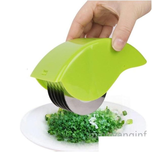 Other Kitchen Tools Herb Roller Mincer Manual Hand Scallion Chive Mint Cutter With 6 Stainless Steel Blade Vegetable Chop Cc0348 Dro Dhijy