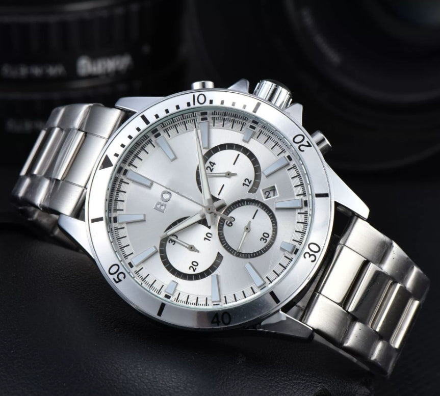 high quality watch man multifunctional mens boss quartz movement watches leather 6pin mens watch all the crime cool clock