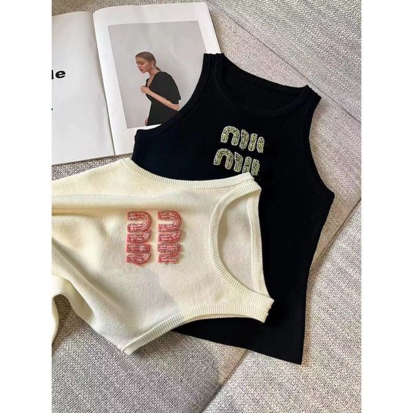 Woman Designer Vests Tshirts Summer Womens T Shirt Tanks Diamond Embroidery T-Shirts Printed Tees Tops Short Outwears Street Round Nexk Shir