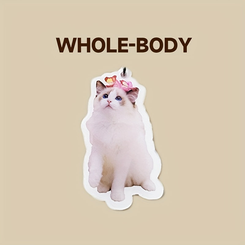 TEMU Custom Pet Keychain, Double-sided Acrylic Photo Pendant, Personalized For Dogs, Keyring Accessory, Ideal Gift For Pet Lovers