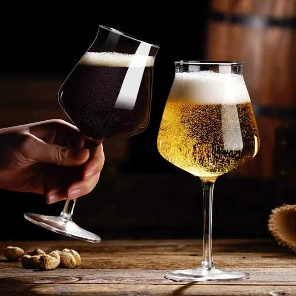 Wine Glasses TEKU Beer Glass Tulip Wine Glass Creative Cocktail Glass Wide Mouth Glass Beer Glass Bar Tools L240910