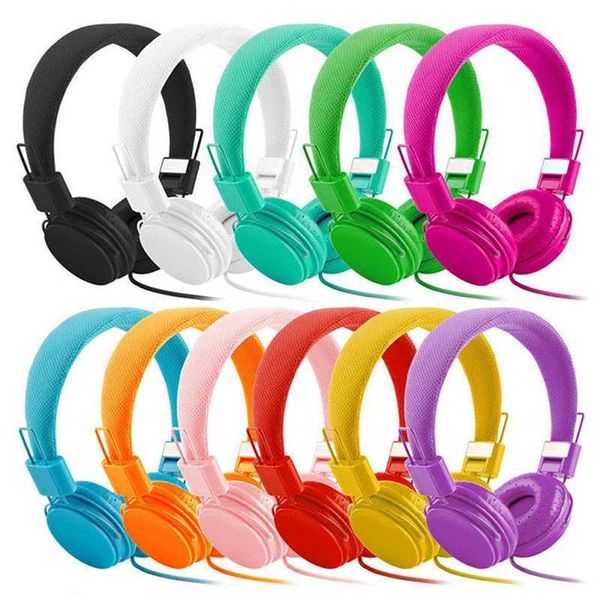 Colorf Wired phones Stereo Bass Kids Earphone With Microphone Music Vedeo sets Foldable Portable Children GiftT250116