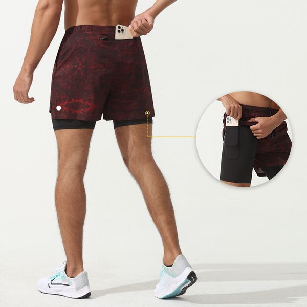 Men Yoga Sports Shorts Quick Dry Shorts With Pocket Mobile Phone Casual Running Gym Short Jogger Pant With Inner Lining DK-22006