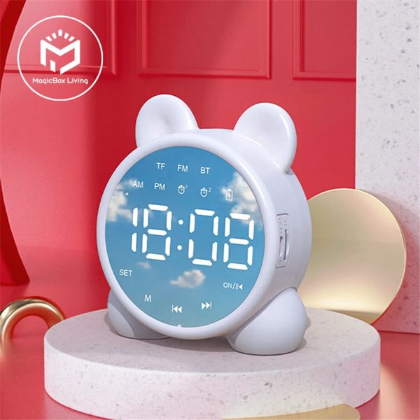 Bluetooth Mirror Table Clock Kids Alarm Cute Cat Digital For Bedside ChildrenS Sleep Led Clocks 250107