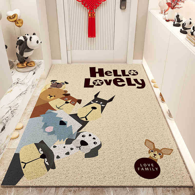Floor Mats for Entrance Doors Cartoon Porch Wire Ring Floor Mats, Household Door Entrance Mud-scraping Soil-resistant Floor Mats