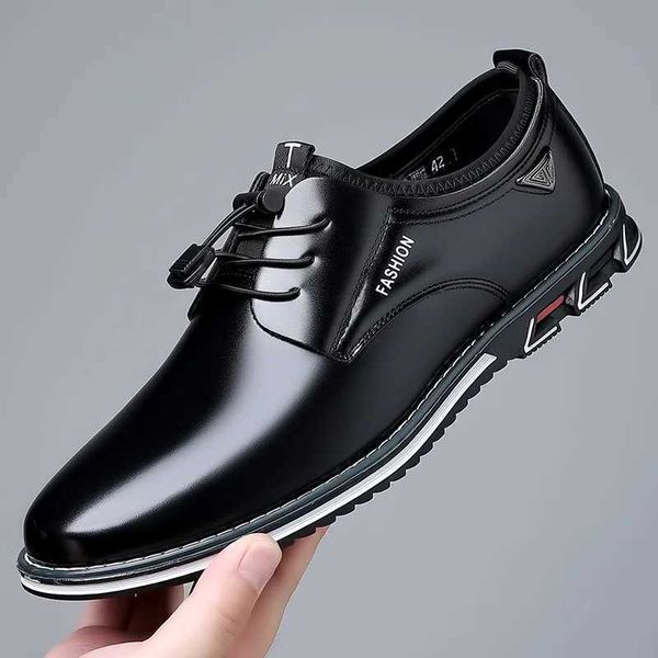 New Business Casual Shoes for Men Lace Up Formal Shoes for Male Black Leather Oxfords Plus Size Wedding Party Office Dress ShoesC241213