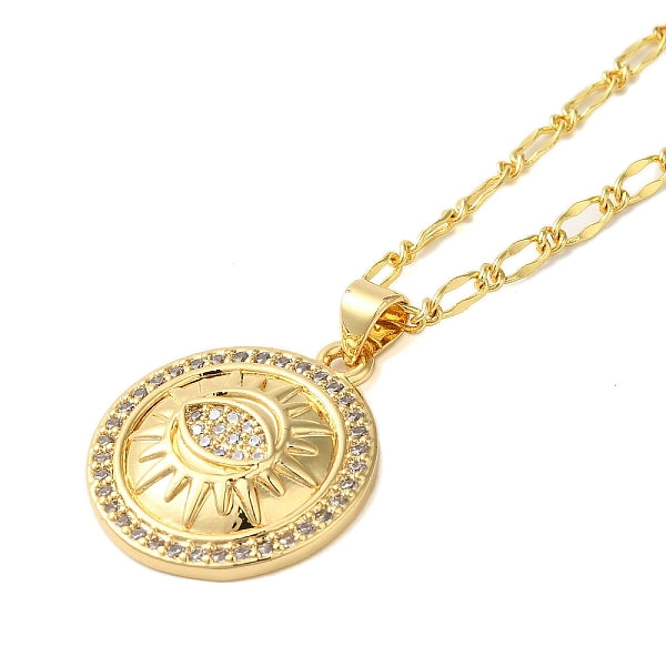 Collares con colgante de circonita cúbica transparente con micro pavé de latón para mujer