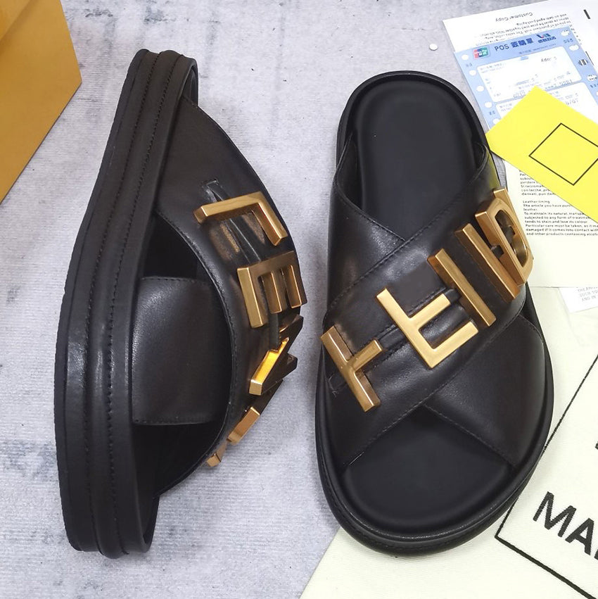 On sale~ 2024 Designer Sandals Fashion Women Men Slippers Luxury Gentlemen Metal Colored Canvas Letter Anatomy Leather Beach