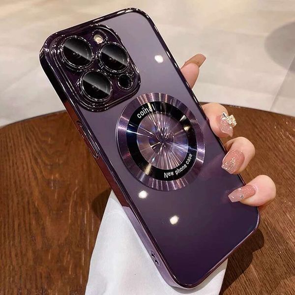 2025 New Transparent Wireless Charging Designer Phone Case Anti Drop Magsafe Suitable For Iphone 15 14 13 12 Pro Max Plus Magnetic Shock-abs