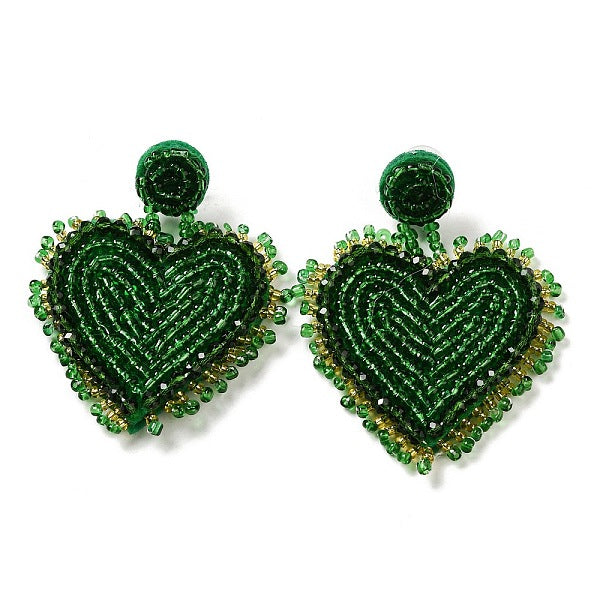 Boucles d'oreilles pendantes en perles de verre de la Saint-Patrick