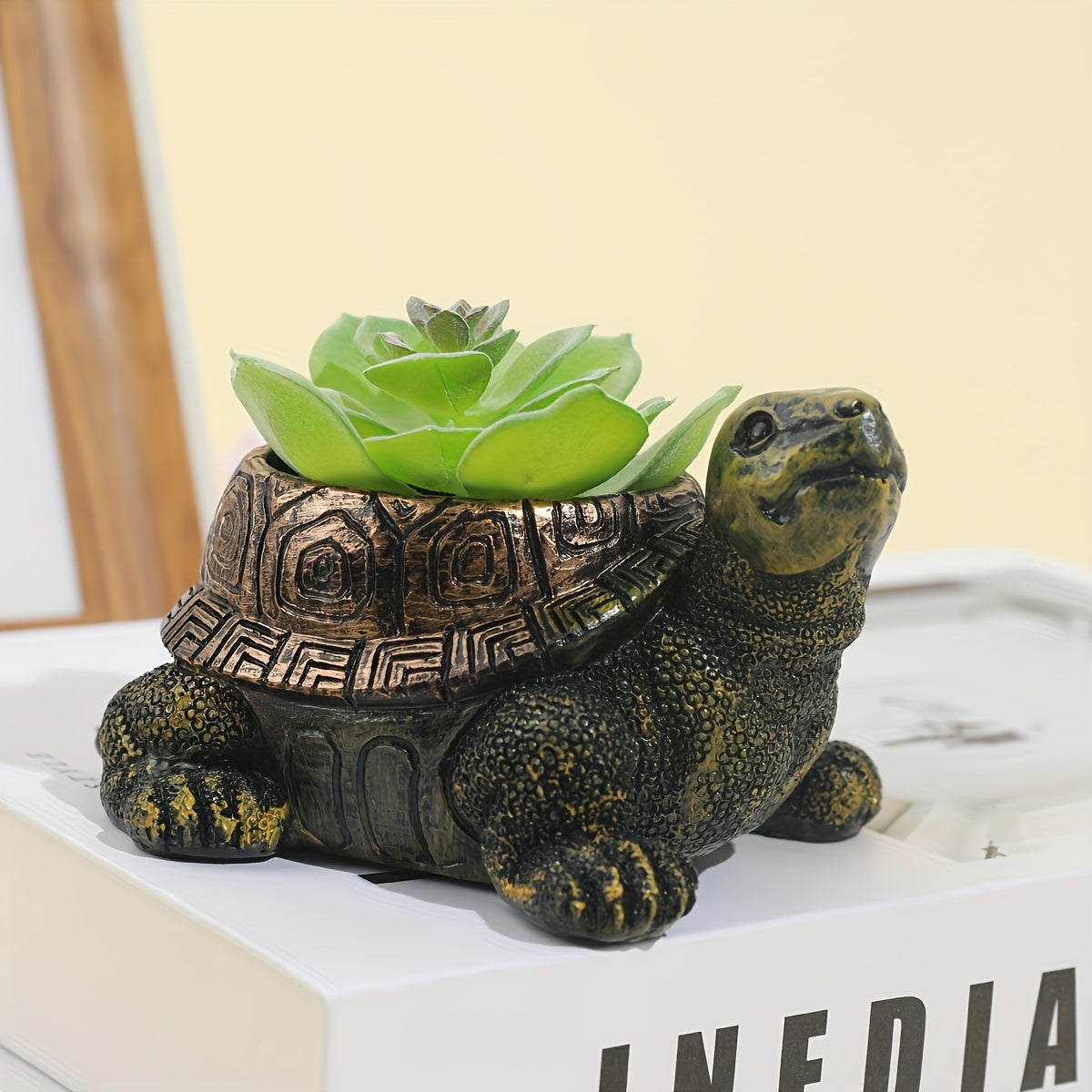 TEMU Adorable Turtle-shaped Succulent Planter - Resin Garden Statue With Intricate Design, Indoor & Outdoor Decor, No Power Needed, Turtle Decor