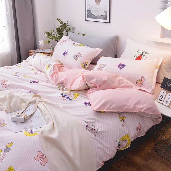 3-4pcs-set Kawaii Cotton Bedding Set For Girl Luxury Soft Duvet Cover Bed King Queen Full Twin Size Bed Sheets With pillow casesC241021