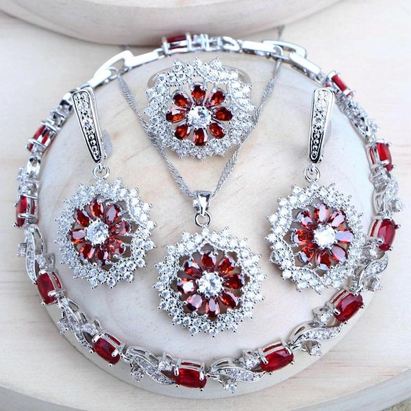Earrings Necklace Silver 925 Bridal Jewelry Sets Cubic Zirconia Costume Jewellery Wedding Rings Earrings Pendant Bracelets Necklace For Wome