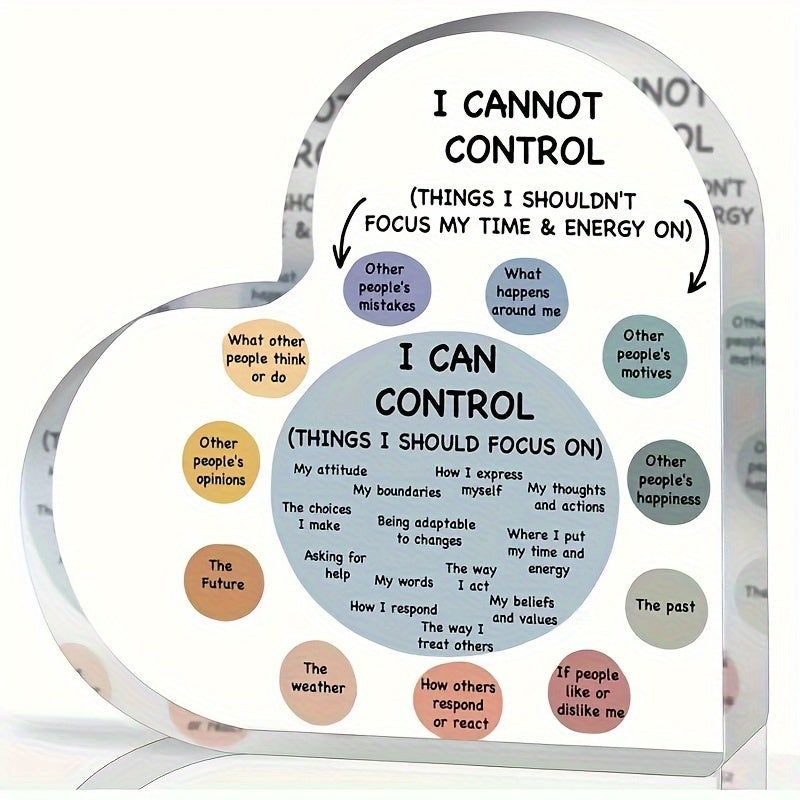 TEMU 2d Flat, Motivational Decor - Affirmation Acrylic Heart Gifts For Office Relax Mental Health Print Decor For School Office Relax Desktop Art